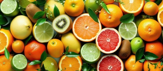 Fresh, juicy oranges and other ripe citrus fruits burst with vibrant color, isolated on white for a healthy, organic market feel