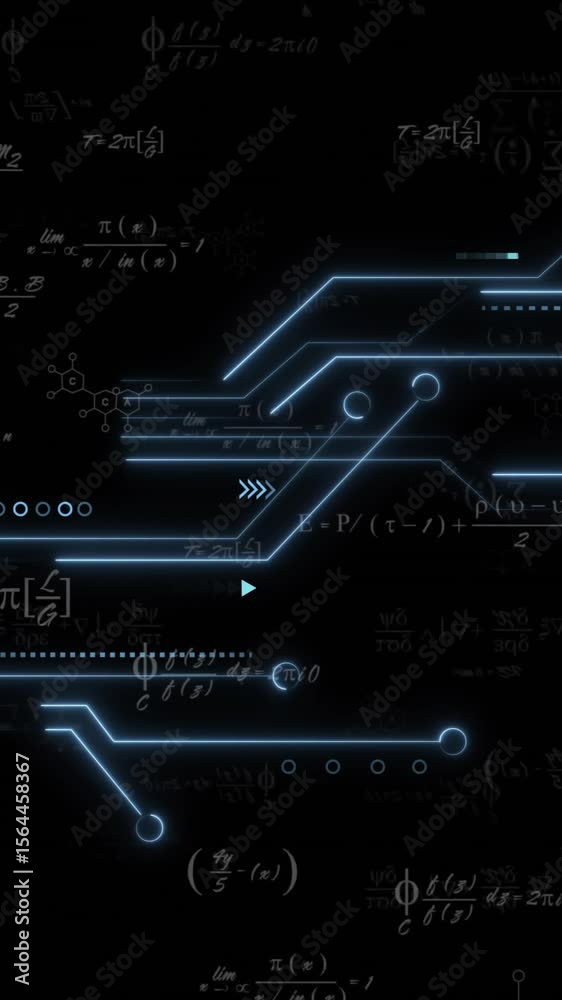 Poster animation of digital data processing over computer circuit board