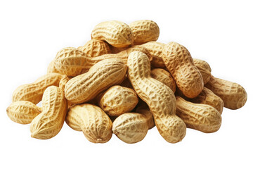 Pile of fresh raw peanuts in shells, healthy snack, protein source, vegetarian food, nutritious diet, peanut butter ingredient, isolated on transparent background