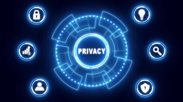Cyber security data protection business technology privacy concept. glowing animation.