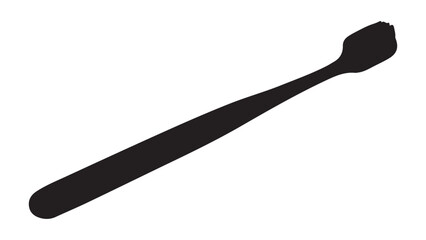 A single black silhouette of a toothbrush with a rounded handle and bristles on a white background