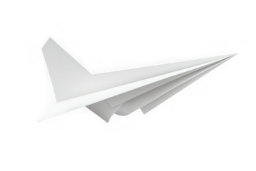 Paper airplane origami craft fly plane white toy papercraft aviation travel flight design object isolated on transparent background
