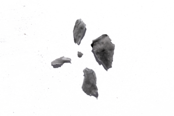 Ashes from the burning,grunge paper ash scattered isolated on white background,gray ash texture isolated on transparent background