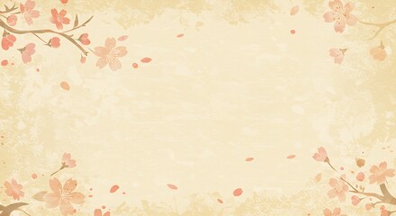 Vintage floral design with faded cherry blossoms.