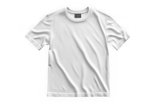 High resolution white t-shirt mockup template for fashion design apparel branding and commercial use isolated on transparent background