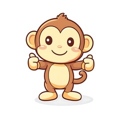 Fototapeta premium Cute cartoon monkey dancing, white background