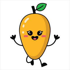 Cheerful laughing mango character. Playful fruit illustration perfect for food mascots and children educational themes.