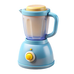 Cute 3d rendered blue and yellow blender isolated on black background
