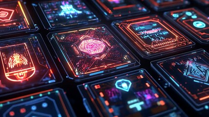 Futuristic digital interface panels - Powered by Adobe