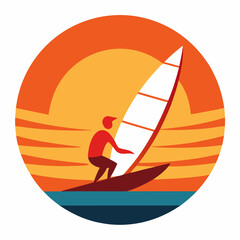 vector illustration windsurfer silhouette vector illustration