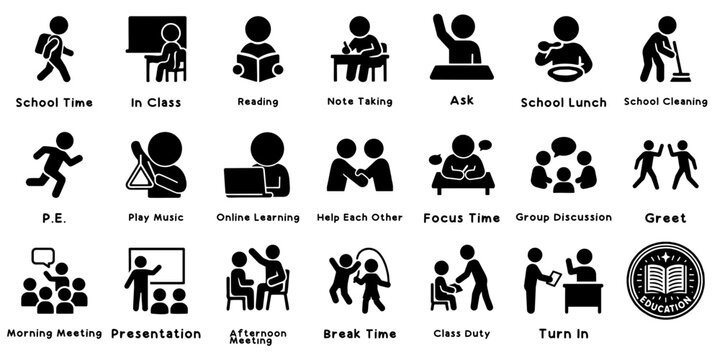 Pictograms of Students in School Activities／教室での子どもの行動ピクトグラム