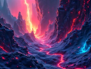 Fototapeta premium fire in the mountains Abstract digital art 