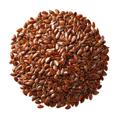 Top View of Flax Seeds Heap Isolated on Transparent Background