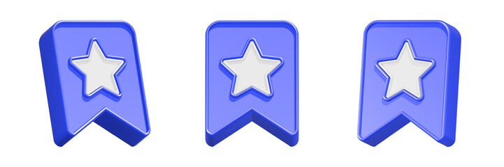 bookmark with star favorite sign icon 3d rendering