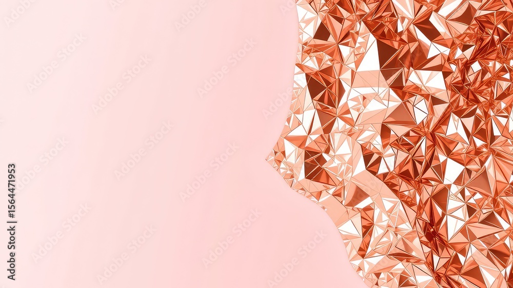 Fototapete rose gold angular geometric surface on a light pink background offers a modern minimalist and abstra