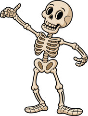 Cartoon Skeleton Character Front View, Halloween Spooky Illustration, Funny Skeleton Drawing for Kids, Cute Bones Artwork, Vector Design Template
