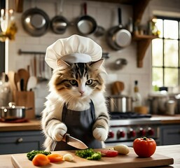 chef and cat
