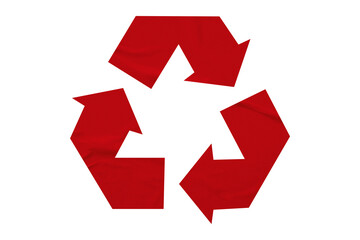Red recycle symbol paper isolated on transparent background