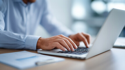 Business person working with digital data analysis in contemporary office environment