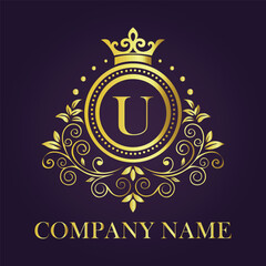 Letter luxury gold logo concept