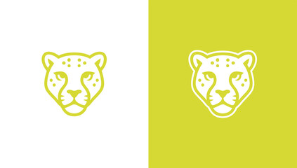 Jaguar head silhouette logo in minimalist vector style, generative ai
