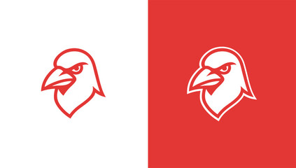 Crow head silhouette logo in minimalist vector style, generative ai