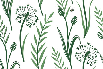 hand drawn cute green grass