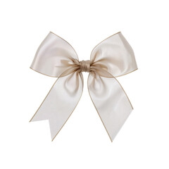 A beautiful cream-colored satin bow on a black background, perfect for gifts, decorations, and festive designs.