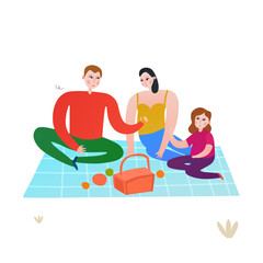 Family Picnic Illustration: A loving family enjoys a peaceful picnic on a sunny day. This illustration exudes warmth, love, and the simple joys of togetherness. 