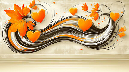 Horizontal web banner with bright Valentine’s hearts