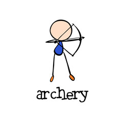 Archery Stick Figure: A simple yet dynamic stick figure drawing, illustrating the sport of archery with a bow and arrow, capturing the essence of precision and focus.
