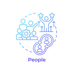 People blue gradient concept icon. Individuals within organization. Nadler Tushman congruence framework. Round shape line illustration. Abstract idea. Graphic design. Easy to use in blog post
