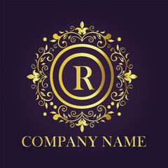 Letter luxury gold logo concept