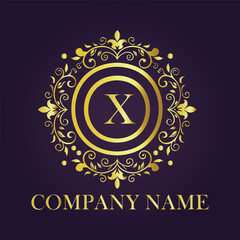 Letter luxury gold logo concept
