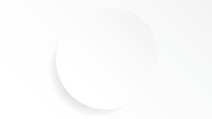 3D white circle plate paper cut style on the center of white background graphic illustration have blank space.