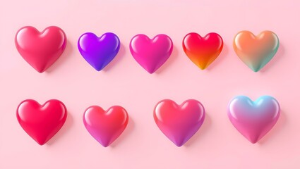 3D heart illustration, colorful heart icon, valentine's day design, pink background heart,