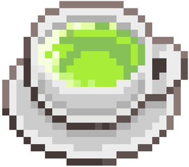 pixel green tea illustration