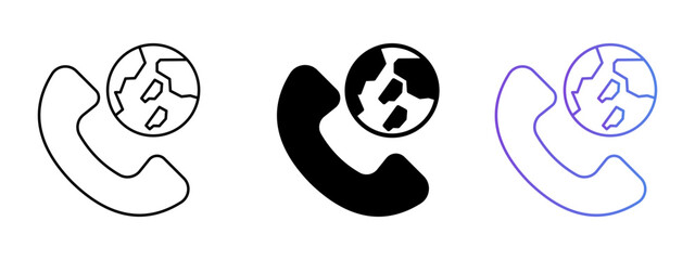 Global Calling Icon – Line, Glyph & Gradient Style