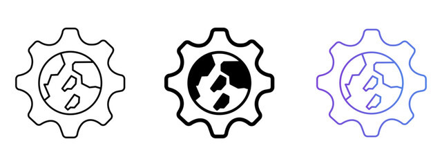 Obraz premium Global Settings Icon – Line, Glyph & Gradient Style