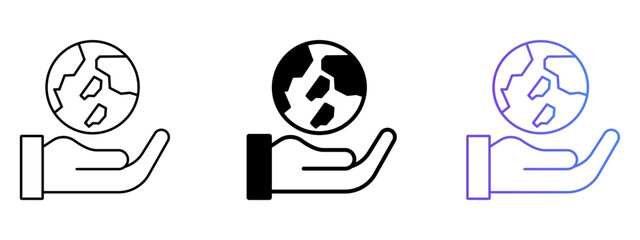 Global Support Icon &ndash; Line, Glyph & Gradient Style