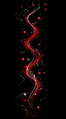 Vertical romantic mobile wallpaper with hearts on black