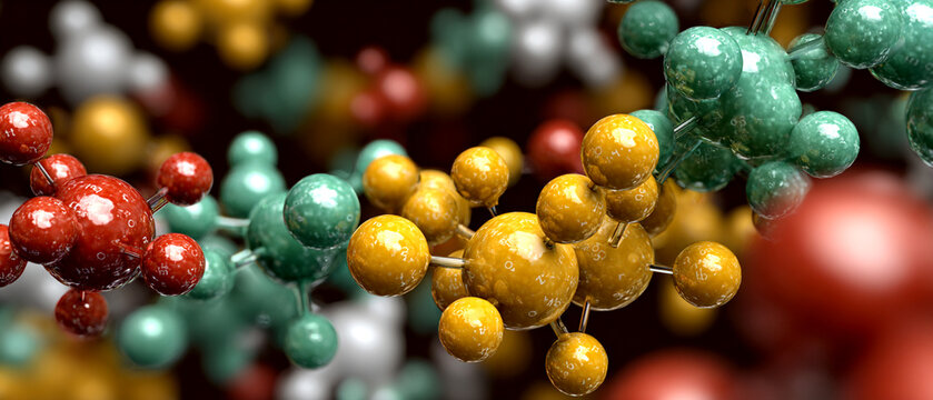 Molecular Structure Analysis, Science, Laboratory, 3D Rendering, Abstract, Close-Up, Chemistry Concepts