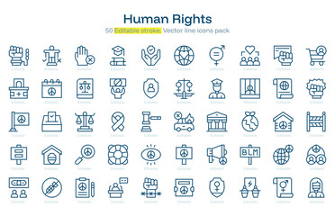 Human Rights line icon pack. Human Rights Stroke icon set. Editable Stroke icon