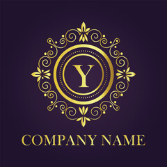 Letter luxury gold logo concept