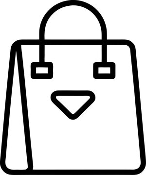 An outline icon shopping bag with a logo with white background.