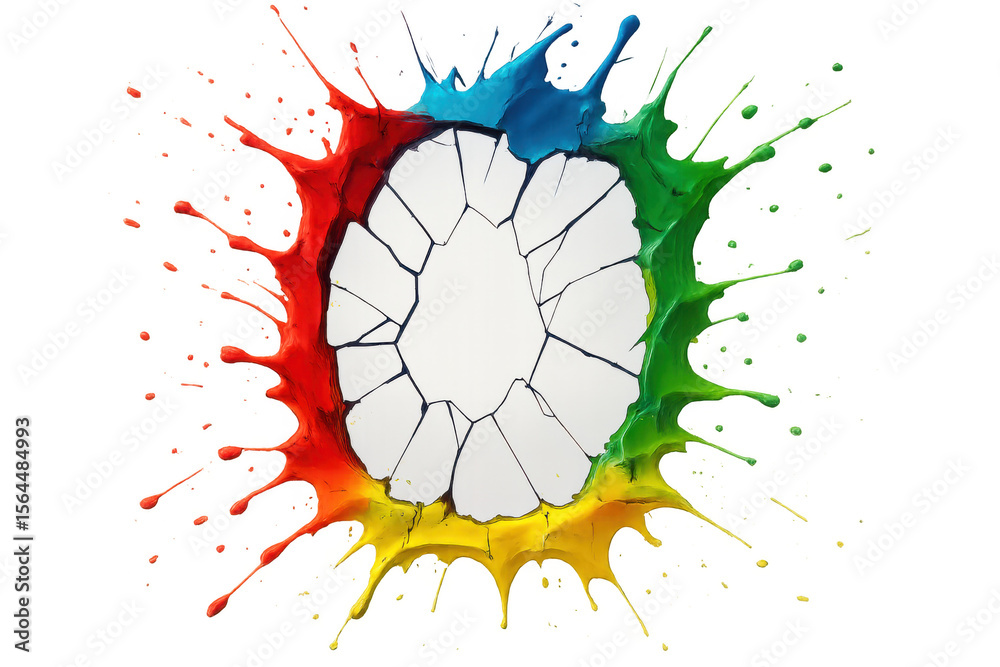 Poster vivid colors exploding and creating a circular shape, perfect for adding a vibrant touch to designs 