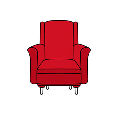 A red chair with a white background