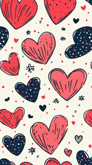 Vertical banner with Valentine’s heart shapes for mobile use