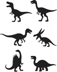 Collection of diverse dinosaur silhouettes for educational purposes