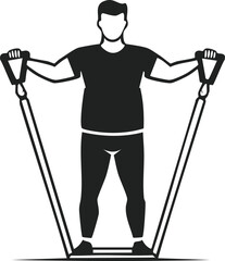 Vector Black Silhouette of Man in Athletic Stance with Jump Rope, Minimalist and High-Contrast Design